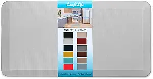 ComfiLife Anti Fatigue Floor Mat – 3/4 Inch Thick Kitchen Mats for Floor, Standing Desk Mat, Kitchen Rug – Comfort at Home, Office – Durable – Stain Resistant – Non-Slip Bottom (24" x 70", Silver)