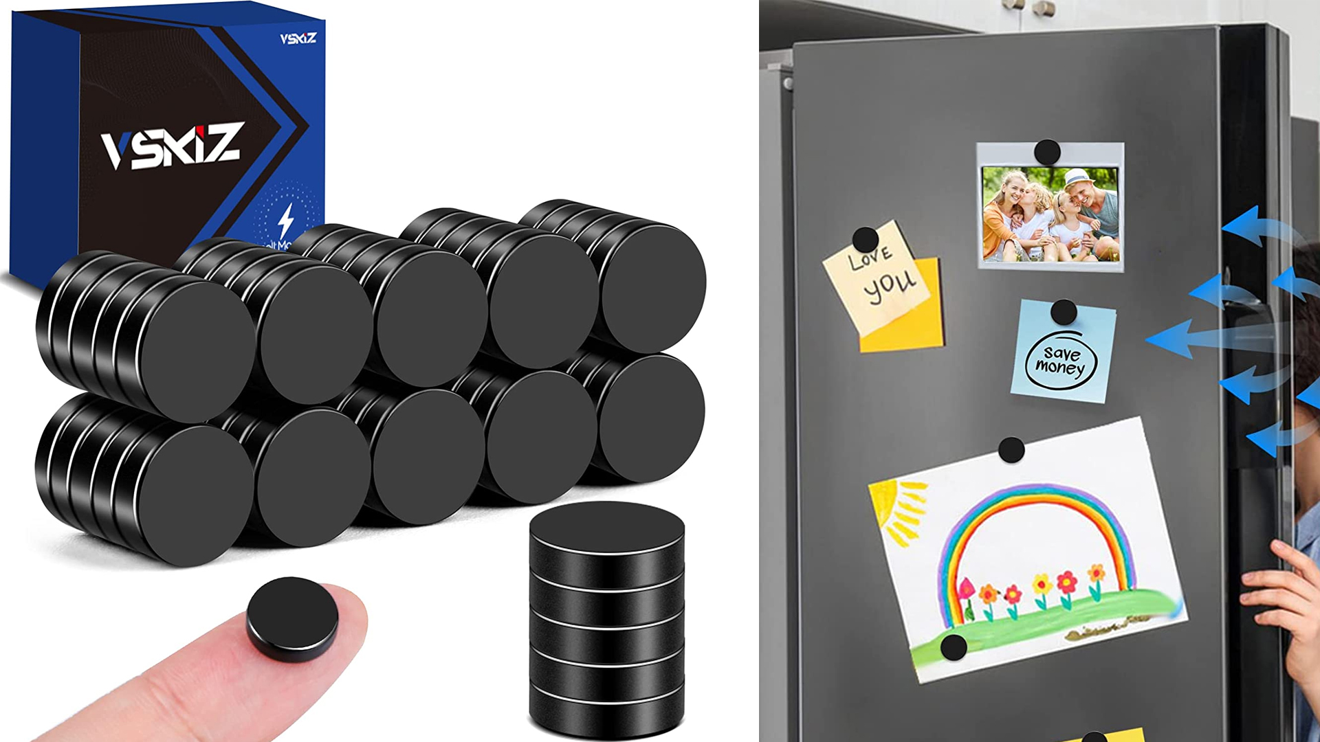 Image of 50 Pcs Refrigerator Magnets, Black Neodymium Fridge Magnet 10x3 mm