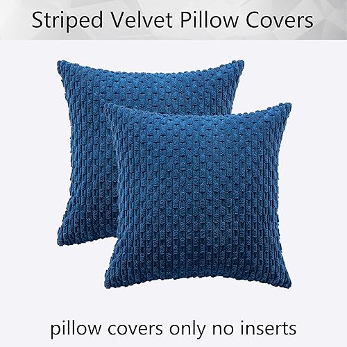 Miniatura 6 de Kevin Textile - Juego de 2 fundas decorativas para cojines, de pana y con moderno estilo campestre bohemio a rayas para decorar hogar, sofá, cama,