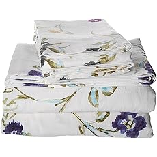 Tribeca Living 100% Cotton Flannel Sheet Set - 200 GSM, Deep Pocket, Ultra Soft & Cozy, California King, Floral Printed
