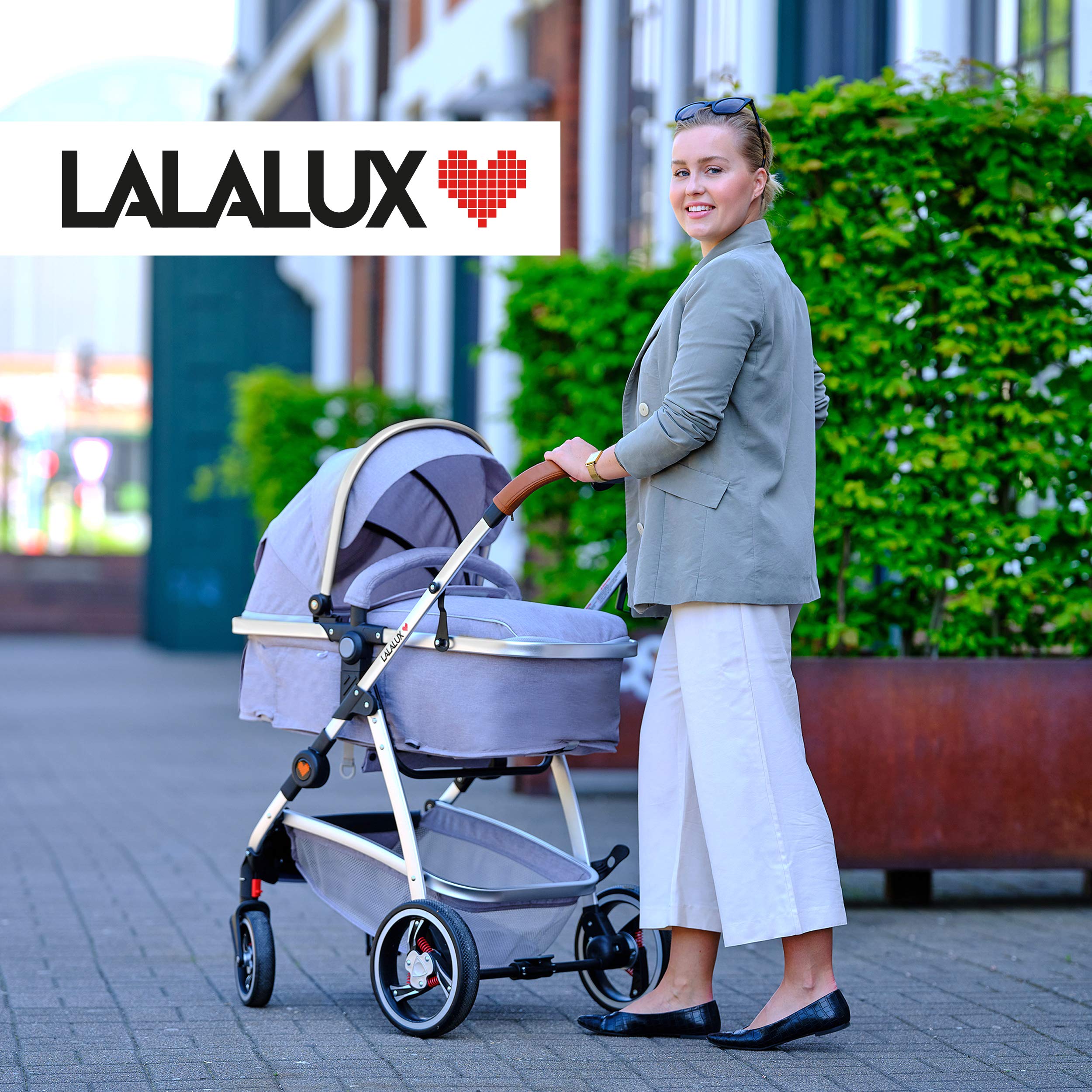 Babyboomer leichter Kombikinderwagen Komplettset, Multifunktions-Kinderwagen, klappbar, doppelte Federung, inkl. Tasche, Regenschutz