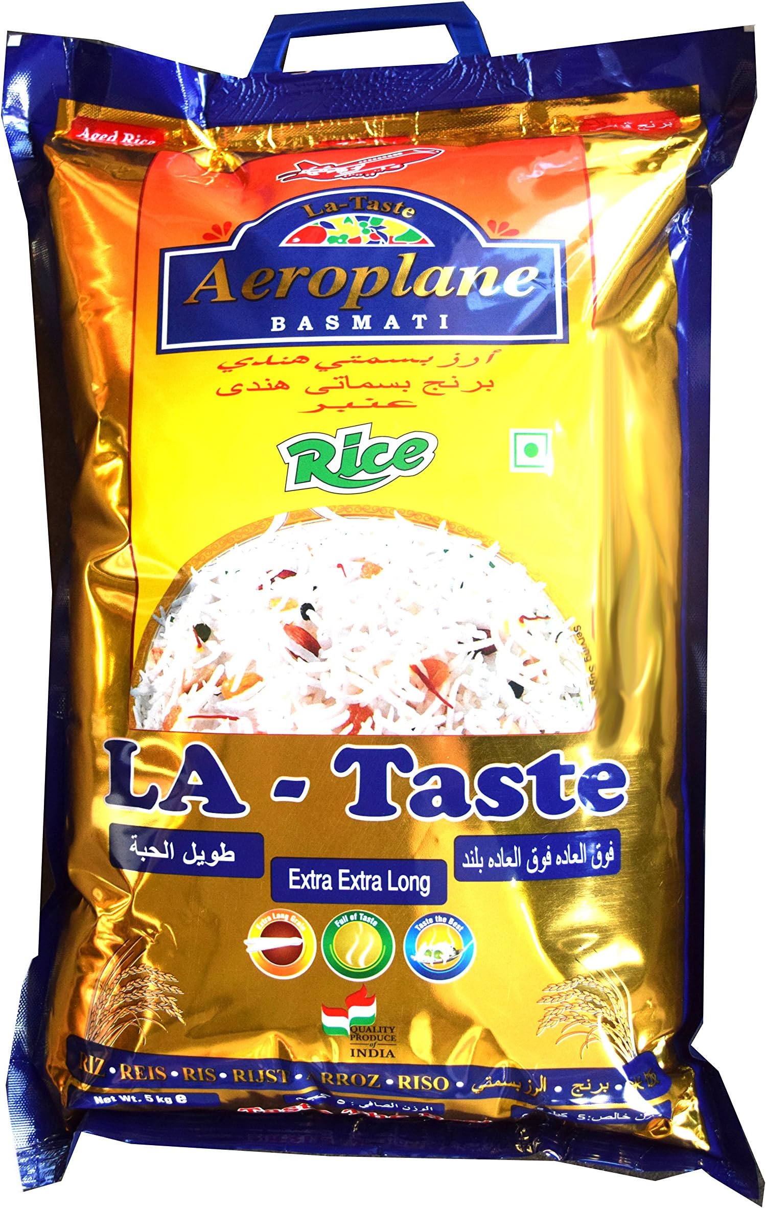AEROPLANE Premium La-Taste Biryani Basmati Rice | Perfectly Aged & Non-Sticky Basmati Rice with Rich Aromatic Rice | 5 kg