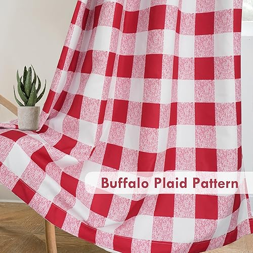 Vista 16 de DriftAway - Cortinas de ojales opacas, patrón a cuadros, forro térmico con aislamiento, blackout, impresas a cuadros, 2 capas, juego de 2 paneles