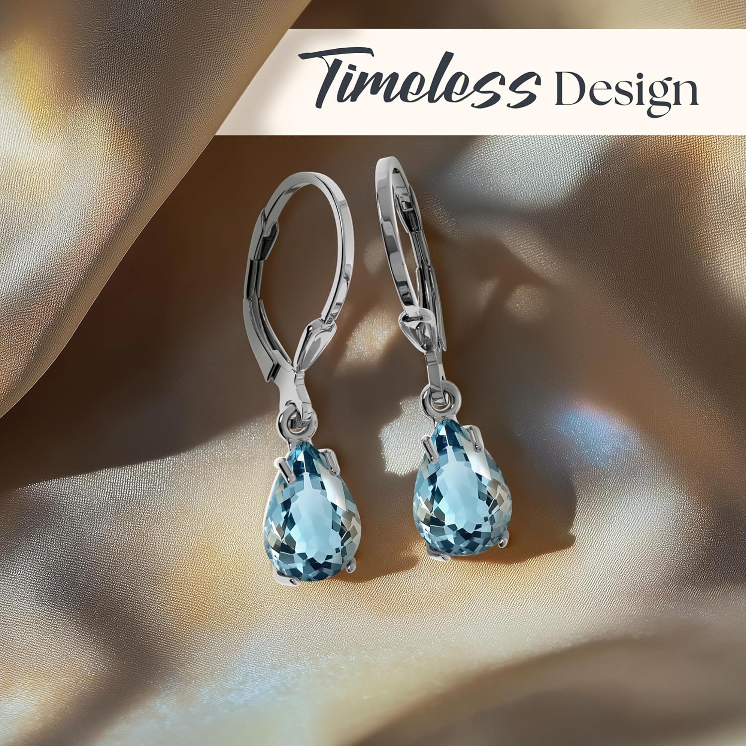 925 Sterling Silver Gemstone Earrings for Women - Birthstone Teardrop Leverback Earrings - Image 4