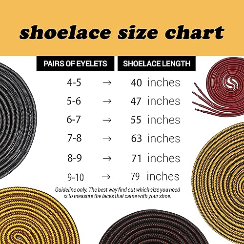 Miniatura 4 de lorpops Cordones redondos para botas 3 pares Cordones resistentes y duraderos para botas, botas de trabajo y zapatos de senderismo