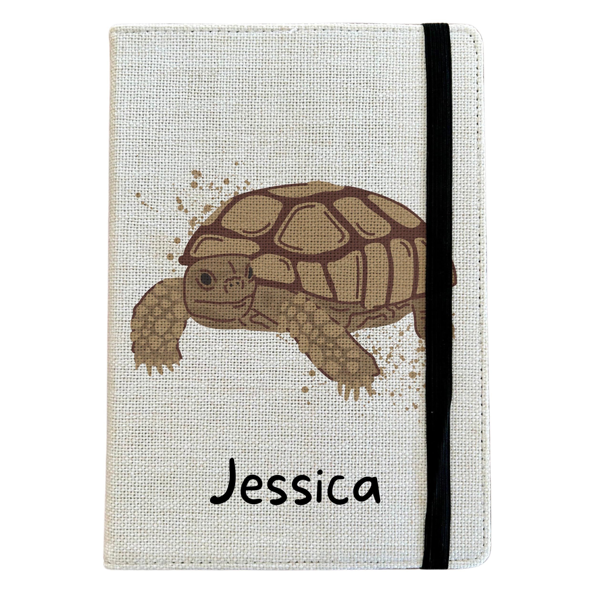 Personalised Tortoise A5 Notebook - Custom Tortoise Lined Journal - Reusable Reptile Notebook Cover - Linen Hardback Journal Cover Gift