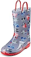 Vista 1 de Disney Mickey Mouse - Botas de lluvia de PVC para niños, ligeras e impermeables, con asa fácil de poner, para niños pequeños y pequeños, color gris