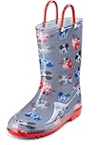 Mickey Mouse Boys&apos; Waterproof PVC Rain Boots with Handles – Toddler & Little Kids