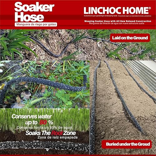 Miniatura 4 de Manguera de remojo resistente de 15 pies y 58 pulgadas para riego de cimientos y jardines, conectores de latón sin fugas, ahorra un 80% de agua,