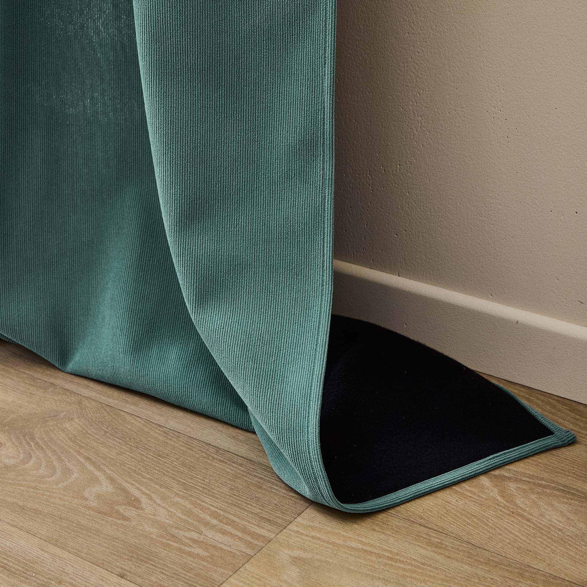 Douceur d'Intérieur, Rideau à Oeillets (140 x 260 cm) Madison Sauge, Isolant, Velours Cotelé et Polaire