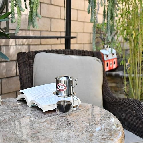 Miniatura 7 de AMT Cafetera de 13 onzas  Filtro Phin vietnamita, 2-3 porciones, gotero de café con rosca para oficina en casa