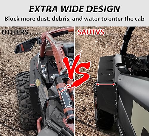 Miniatura 2 de SAUTVS Kit de guardabarros extendidos más anchos para Can-Am X3, tipo combinado XXL, aletas de barro delanteras, extensión de protectores de barro