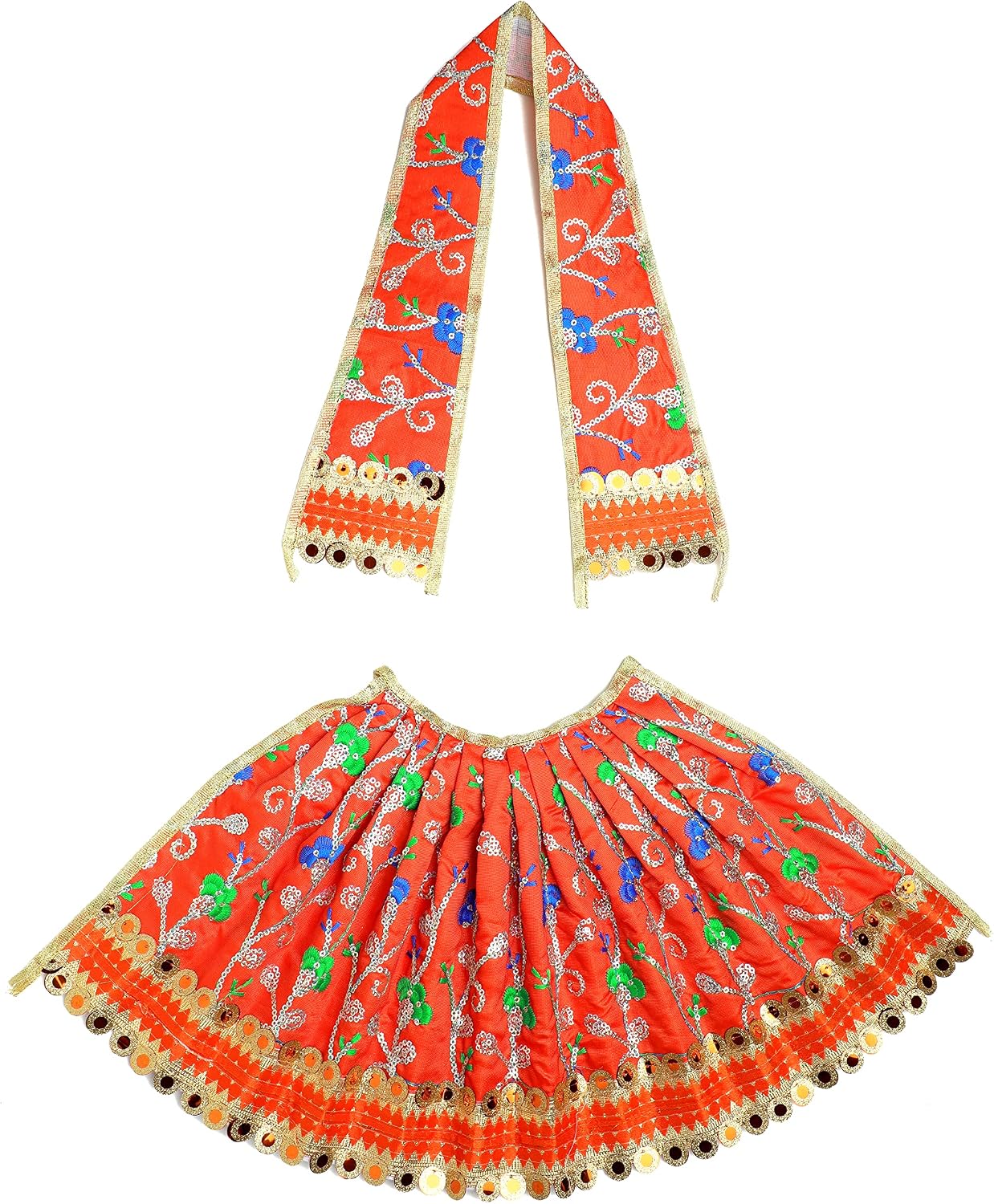 Decorative Laxmi Durga Devi Mata Dress Poshak Vastra Cloth Lehanga Chunari Puja Item for Idol Statue Home Decor Indian Traditional Festival Laxmi Poojan Navratri Decorations Decoration Size 9 Inches