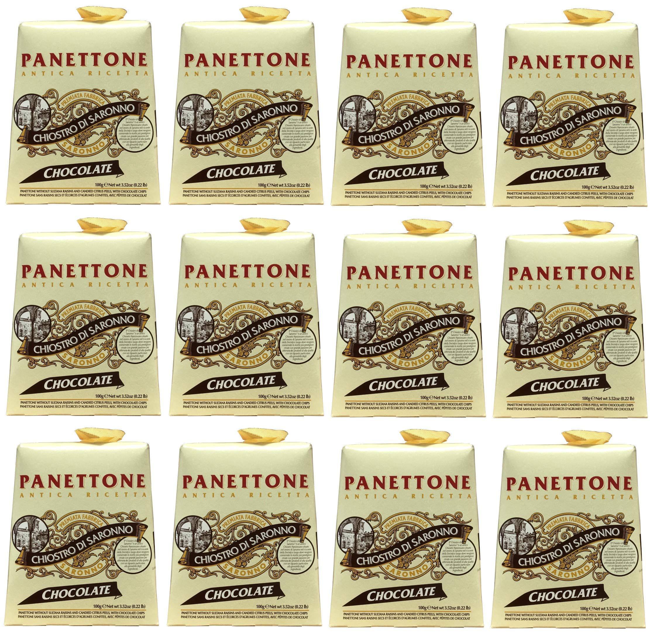 Panettone Chiostro mit Schokoladenstückchen (12 x 100g) - Mini Italienischer Weihnachtskuchen - Weihnachtspräsent