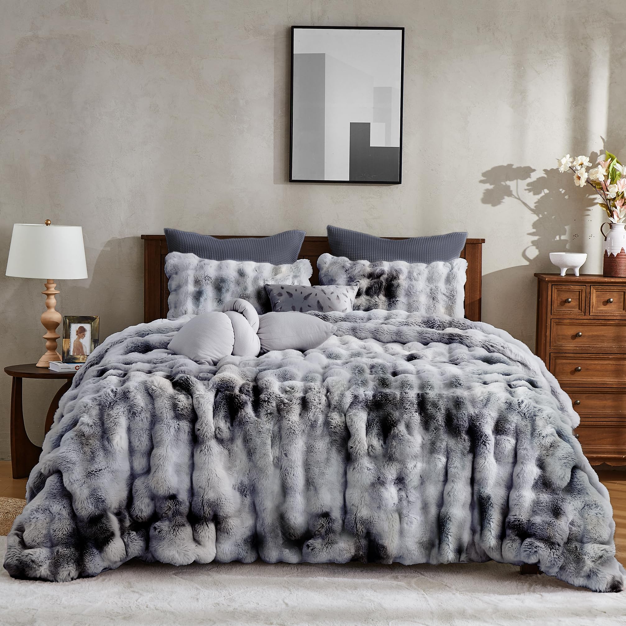 Amazon.com: Wonderful 3 Pieces Fluffy Faux Rabbit Fur Bubble