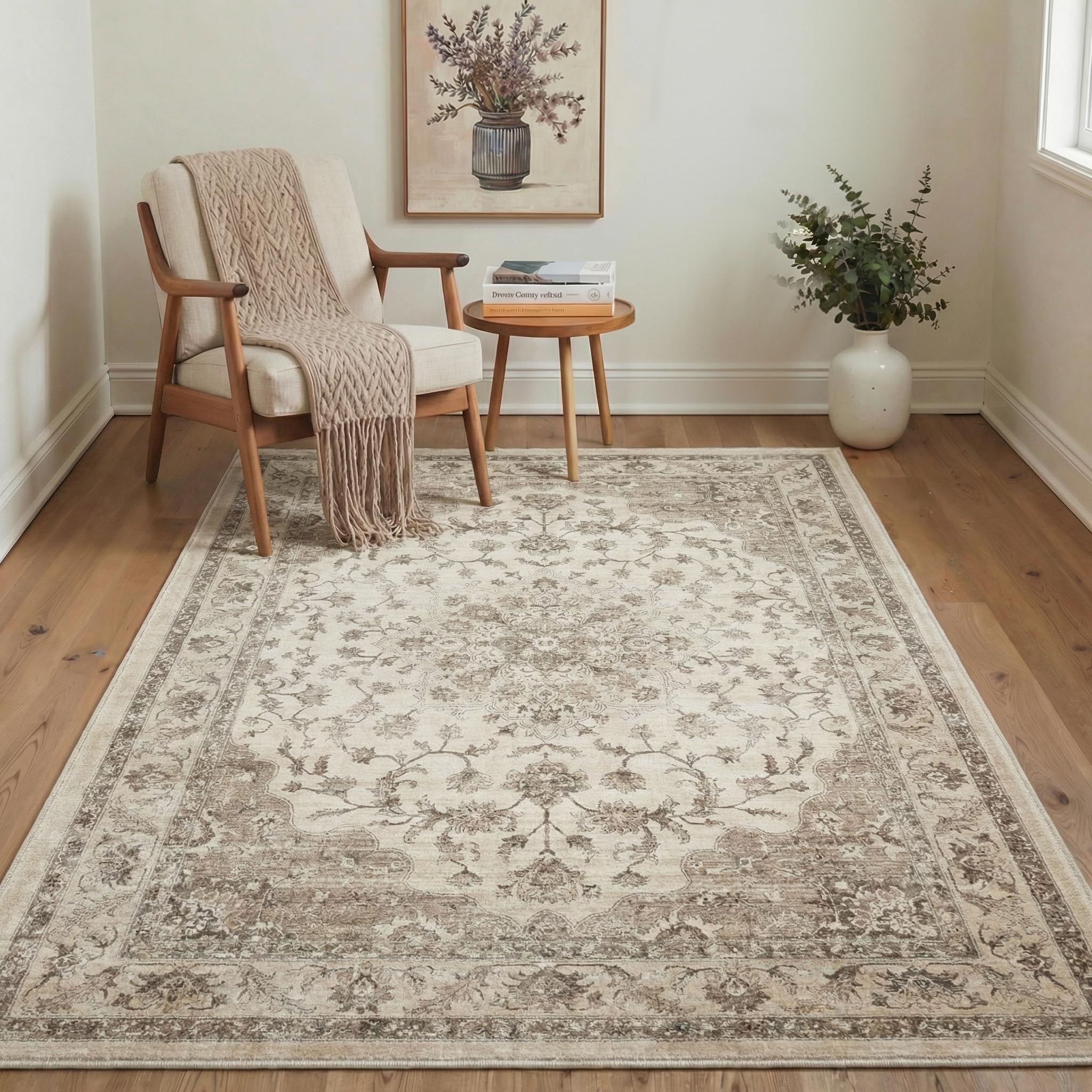 BEIMO Dywan do salonu 160x230 cm vintage styl perski antypoślizgowy do salonu lub sypialni brązowy