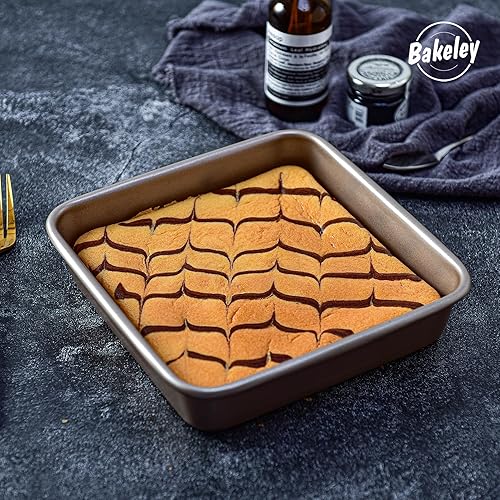 Miniatura 5 de Sartén para asar con estante, antiadherente, rectangular, para horno, barbacoa, para hornear en el horno, 13.78 x 9.84 x 2.36 pulgadas (oro champán)