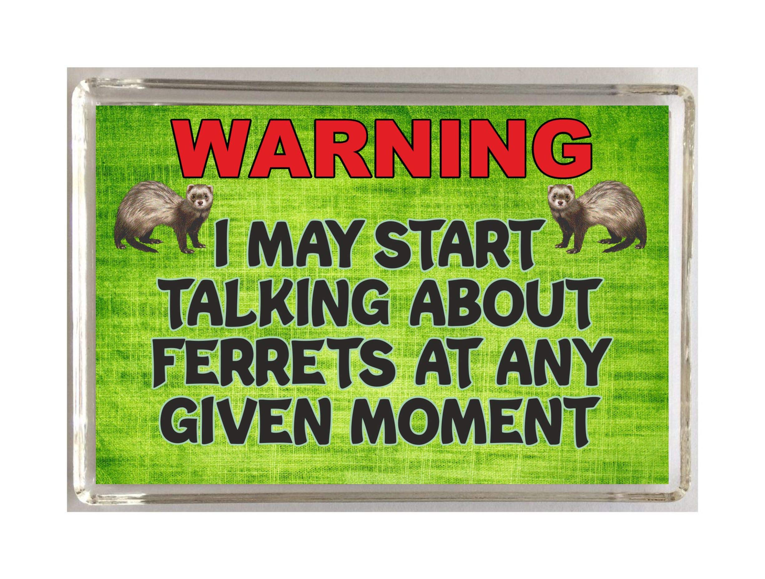 'Clare's Cosmetics' Fun Ferret Lover Gift – Warning I May Start Talking About Ferrets – Novelty Fridge Magnet Present