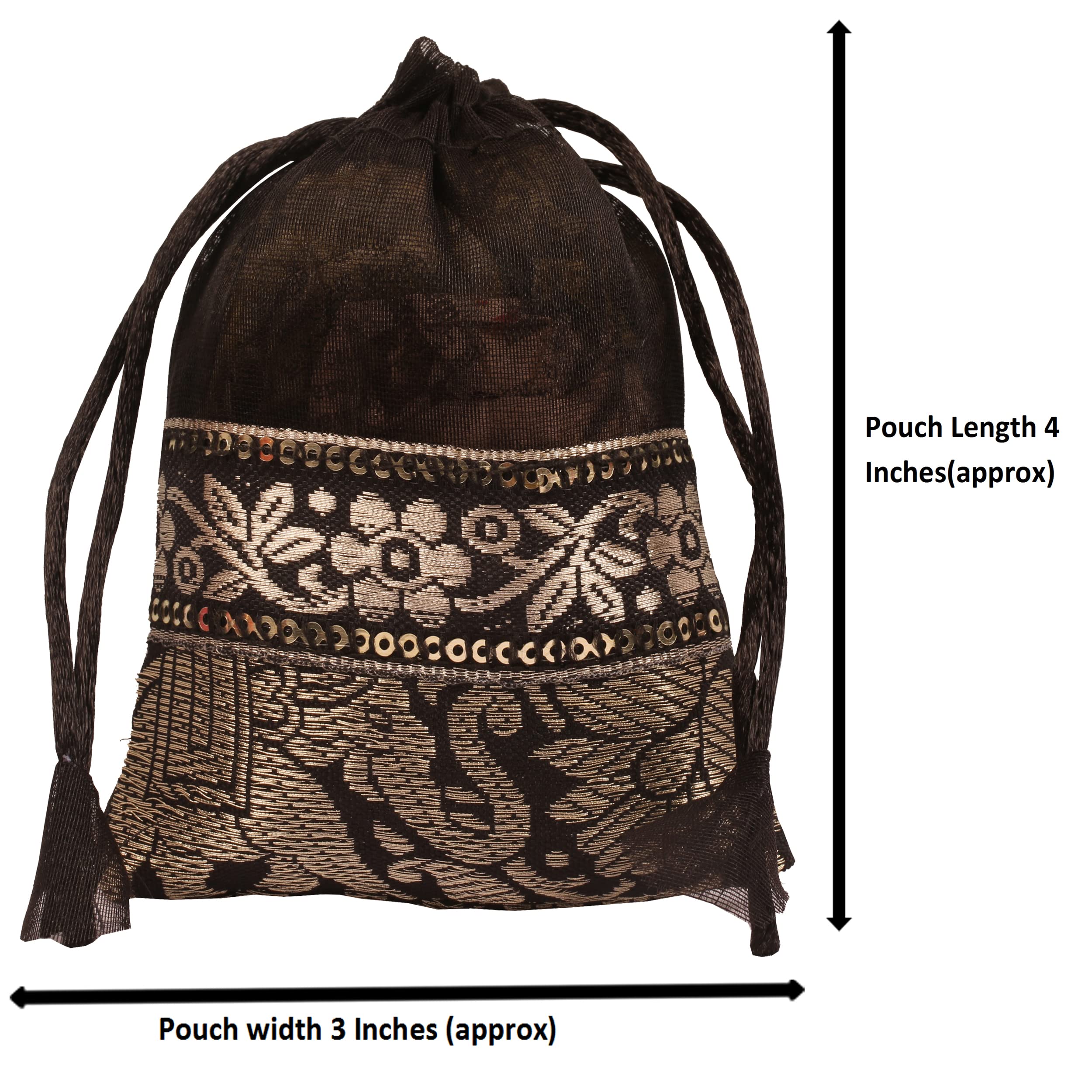 Lot De 3 Sacs En Soie De Brocart Éléphant - 12 X 15 Cm, Multicolore, Parfait Pour Cadeaux Ou Rangement