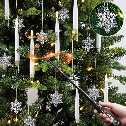 Christmas Tree Candles with Magic Wand 12 Pack Flameless Candles