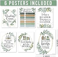 Vista 4 de Hadley Designs Carteles de lectura para decoración de aula primaria y biblioteca, 6 decoraciones de esquina de lectura para decoraciones de aula
