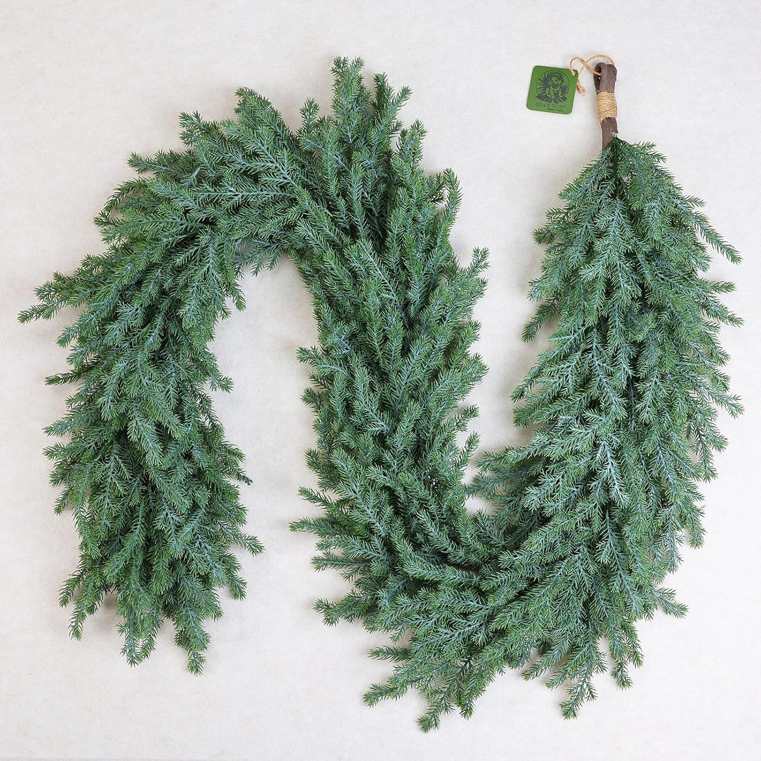 Norfolk Pine Garland – 6FT Artificial Christmas Garland, Greenery Garland for Winter Holiday Decorations, Indoor Outdoor Use on Mantel, Table, Wall or Door