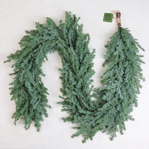 Norfolk Pine Garland - 6FT Artificial Christmas Garland, Greenery Garland for Winter Holiday Decorations, Indoor Outdoor Use on Mantel, Table, Wall or Door