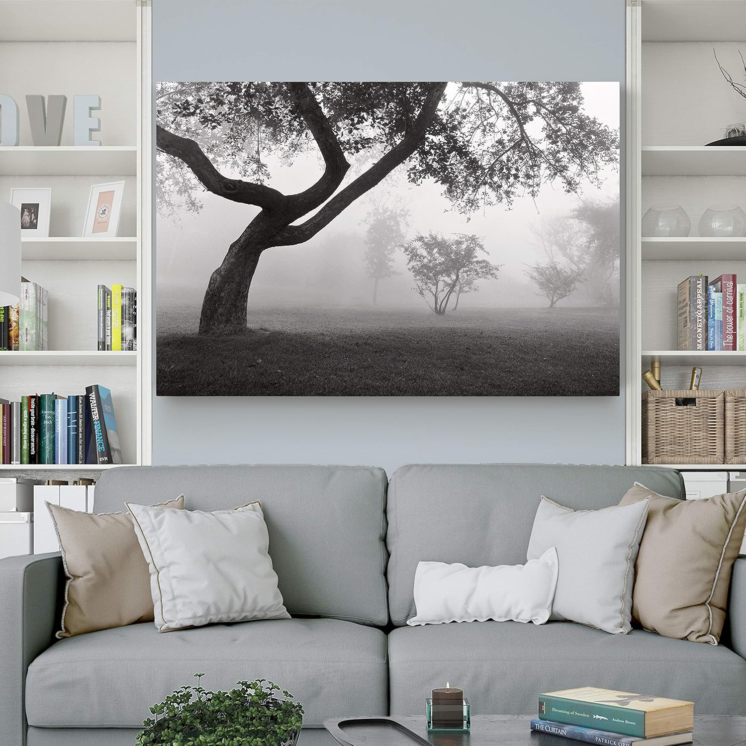 Renditions Gallery Landscape View Photographic Pictures Gallery Prints Décor Canvas Wall Art Decorations for Living Room Bedroom Kitchen Bathroom, 12x18, Into The Mist