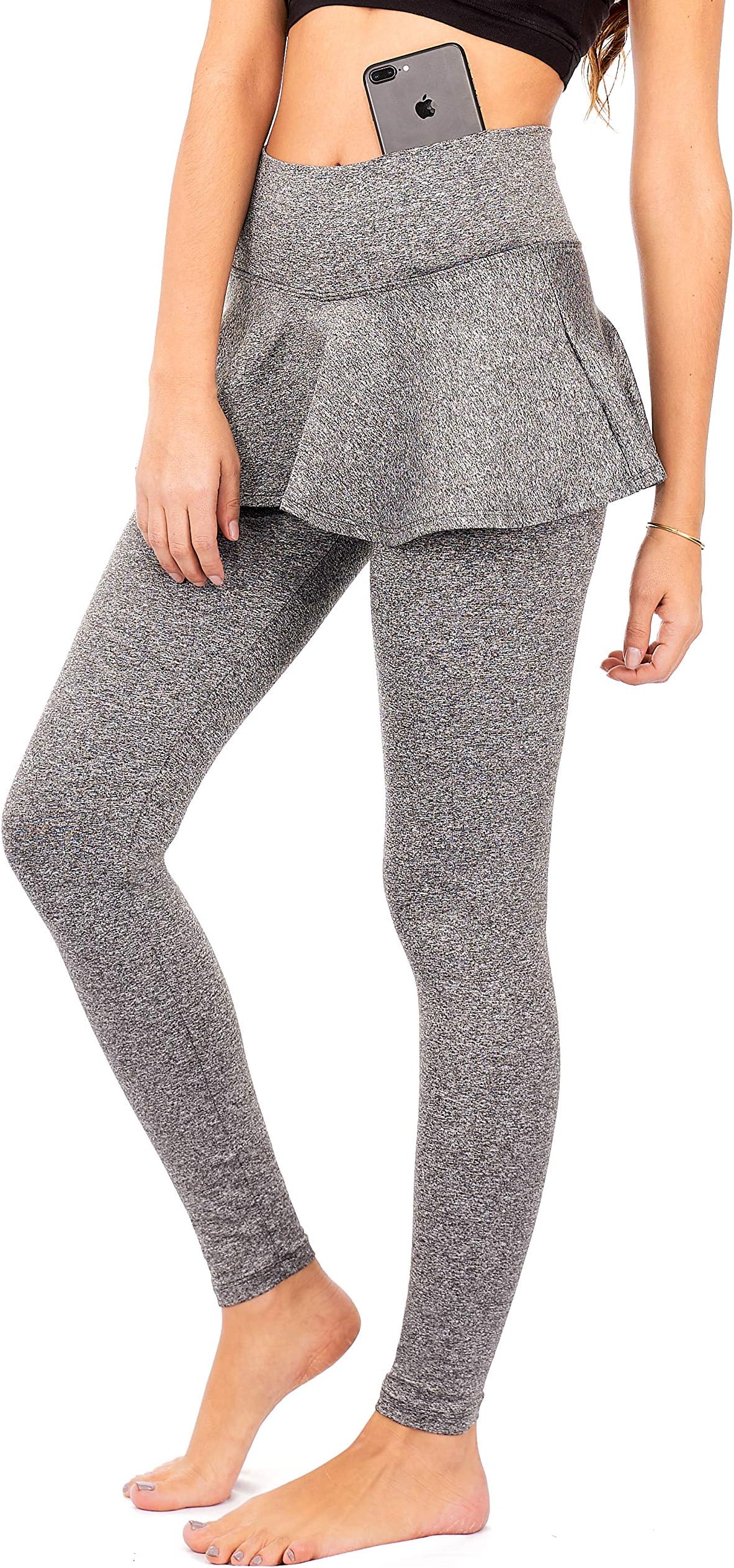DEAR SPARKLE Skirted Leggings for Women | Yoga Tennis Golf Pants with Skirt Pockets + Plus Size (S9)