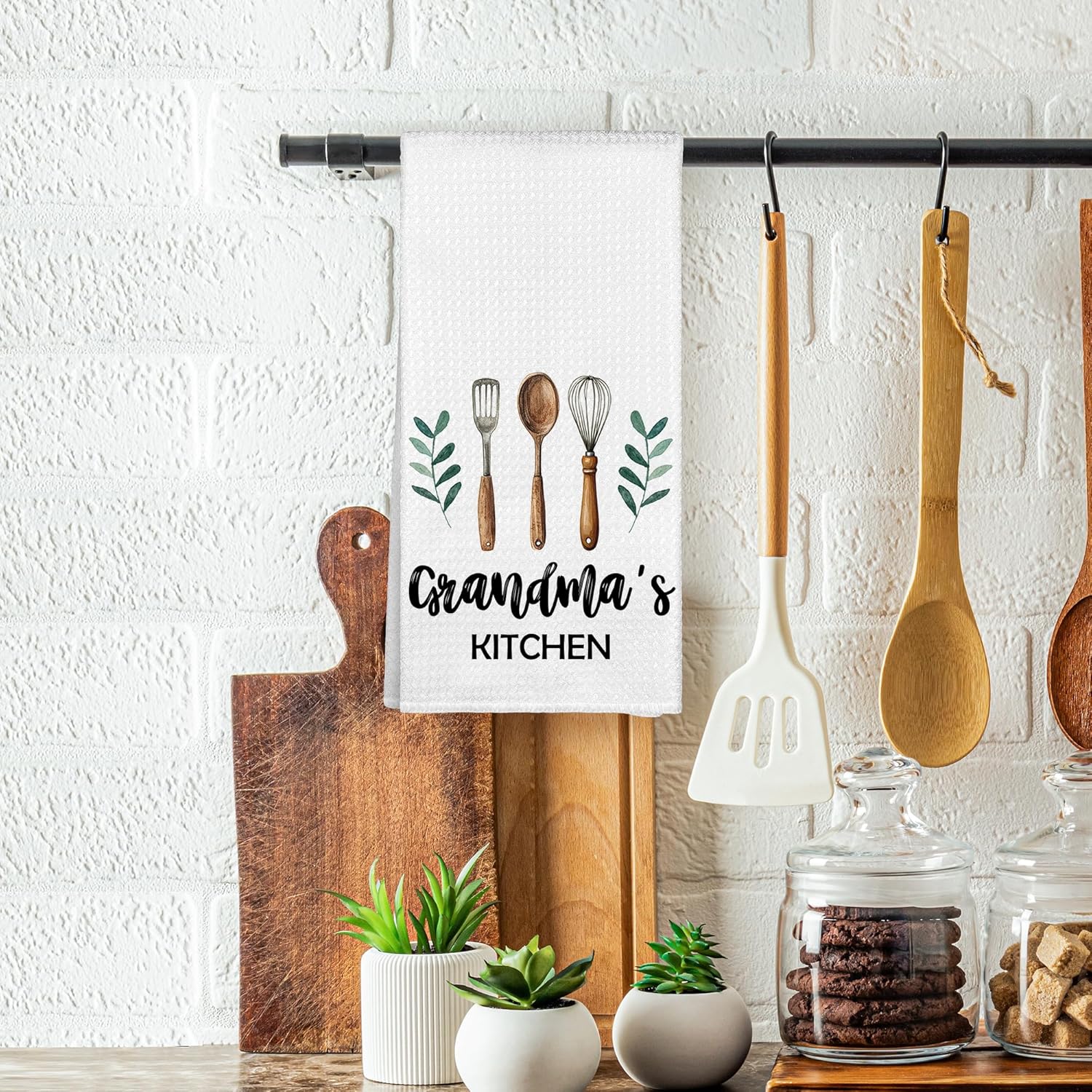 Grandma's Kitchen Towels, Grandma Christmas Birthday Gifts Hand Towels for Grandma from Grandkids, Rustic Farmhouse Decorative Tea Dish Towels for Room Mother's Day Decor 16x24 in - Image 2