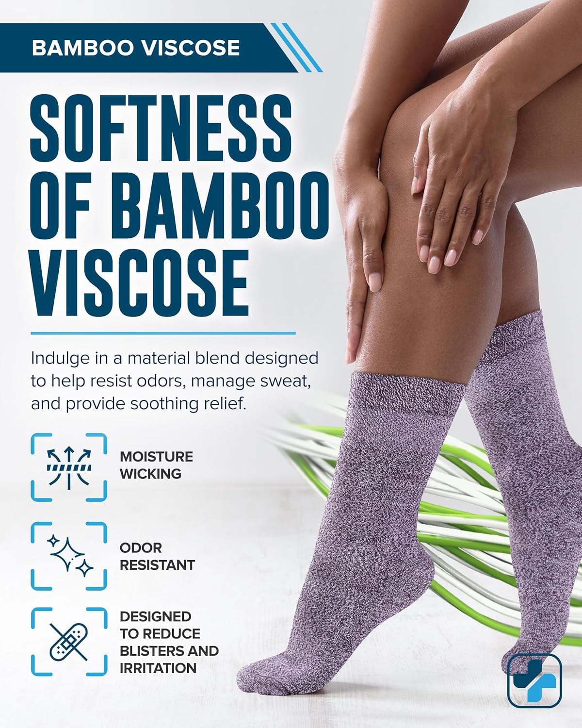 Doctor's Select Bamboo Viscose Diabetic Socks Women - 4 Pairs Crew Womens Diabetic Socks Size 6-9 - Image 4