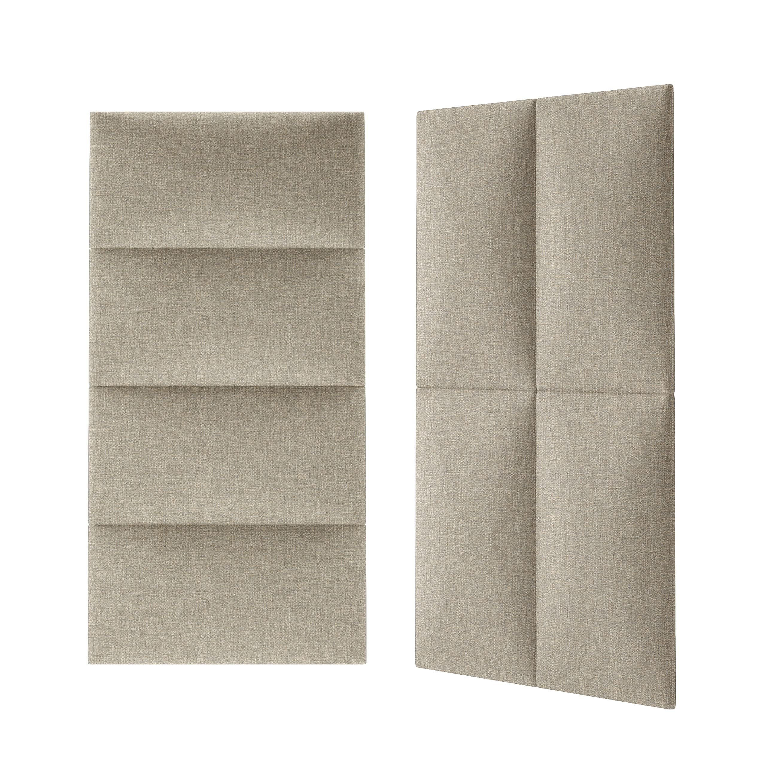 Mollis Lot de 4 panneaux muraux rectangulaires décoratifs comme tête de lit ou protection contre les impacts, en mousse, 60 x 30 cm, beige clair