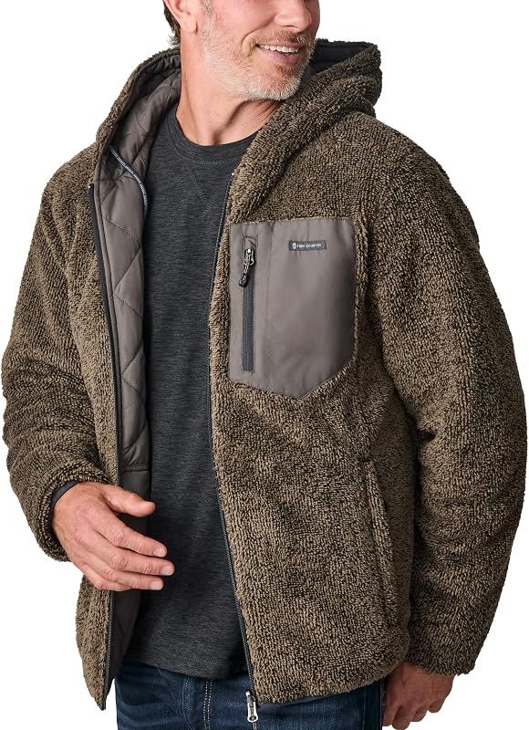 Free Country Men's Reversible Jacket Sherpa Hooded Winter Insulated Coat