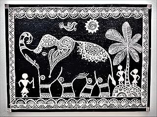 Indian wall art decor, Handmade indian Art Painting, Animal Warli art, Indian Trival Art
