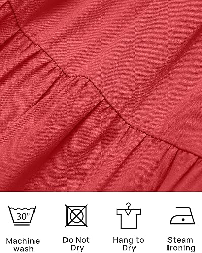 Miniatura 7 de ZESICA - Vestido por debajo de la rodilla para mujer, diseño informal y escalonado de manga corta, con cuello redondo y cintura elástica fruncida