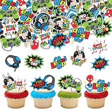 Blumomon 40pcs Edible Video Game Cupcake Toppers Assembled Game On Controllers Cupcake Picks GamePad Cake Decorations for Game Theme Kids Boys Girls Birthday Anniversary Party Decorations Supplies