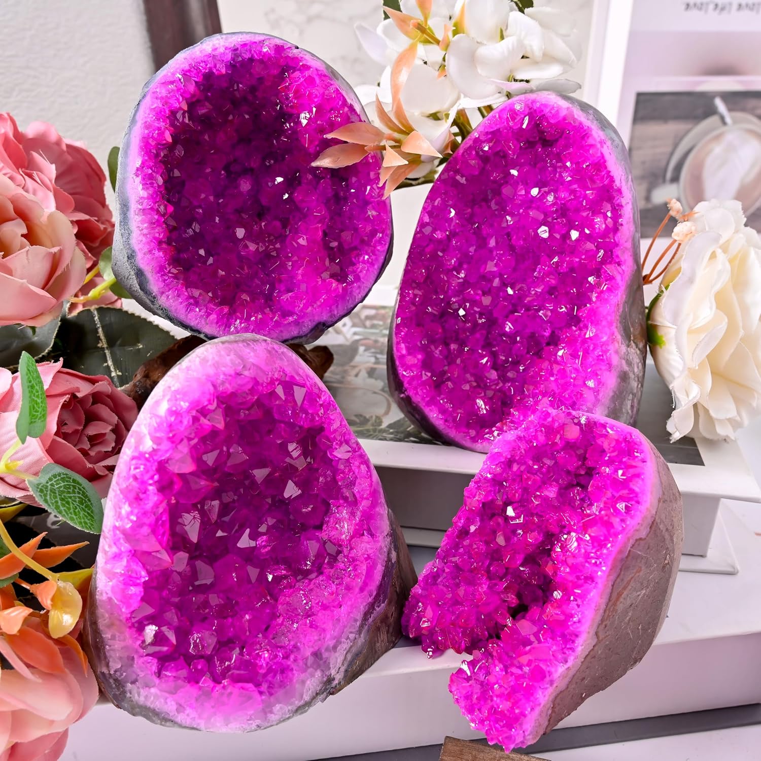 Rose Red Geode Cluster (400-500g/0.88-1.1lb) - 5-10cm Spiritual Crystal for Home & Office, Crystal Cathedral Decor, Crystal Collection