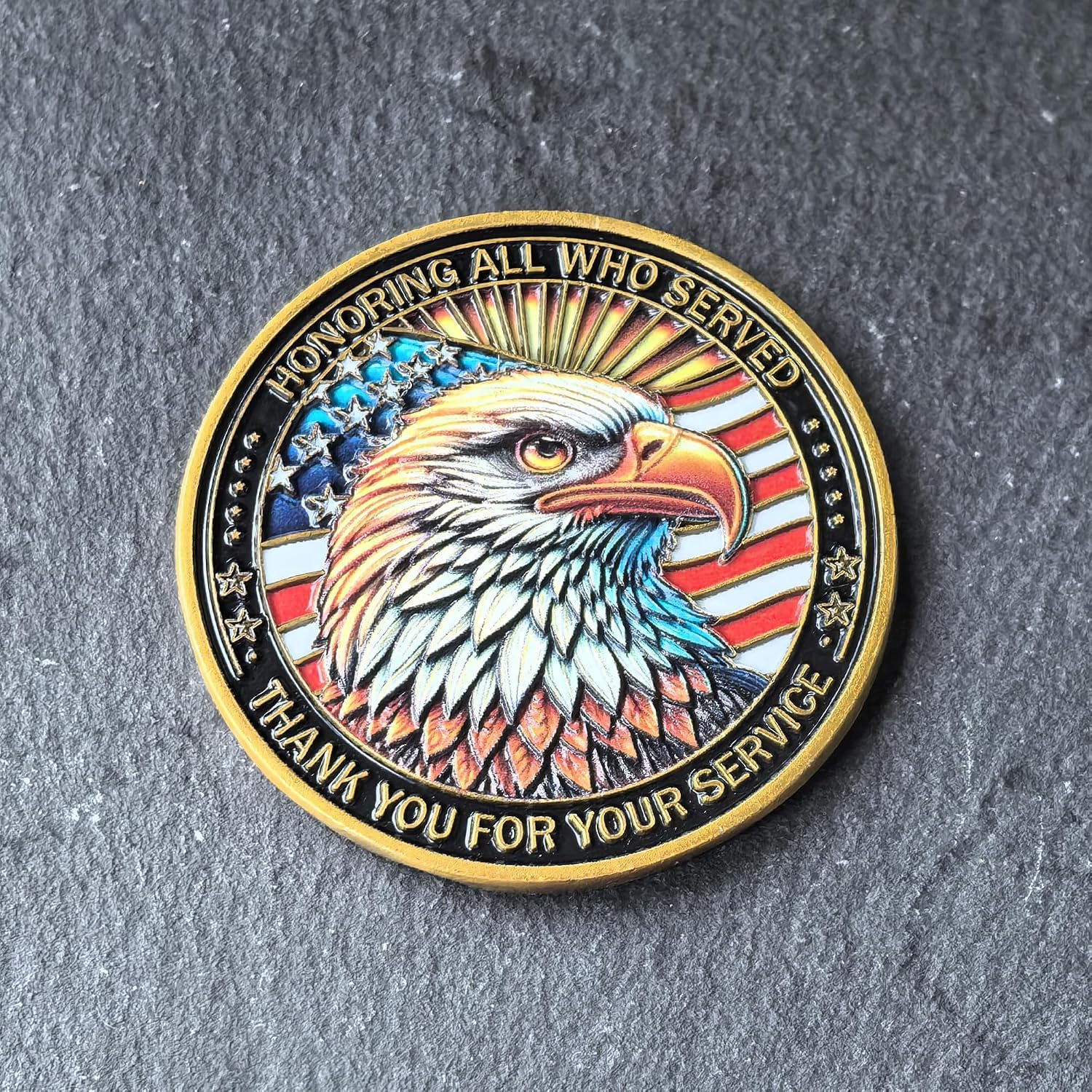 U.S. Military “Honor Duty Sacrifice” Challenge Coin with Protective Case - High Relief Zinc Alloy Veteran Tribute Collectible, “Thank You for Your Service” Keepsake Gift (1.57")