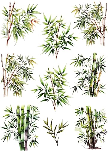 Bamboo Rice Paper, 11.5 x 16 inch - 9 Unique Bamboo Images Printed on 36gsm Mulberry Paper Visible Fibres for Decoupage Furniture Renovation Crafts.