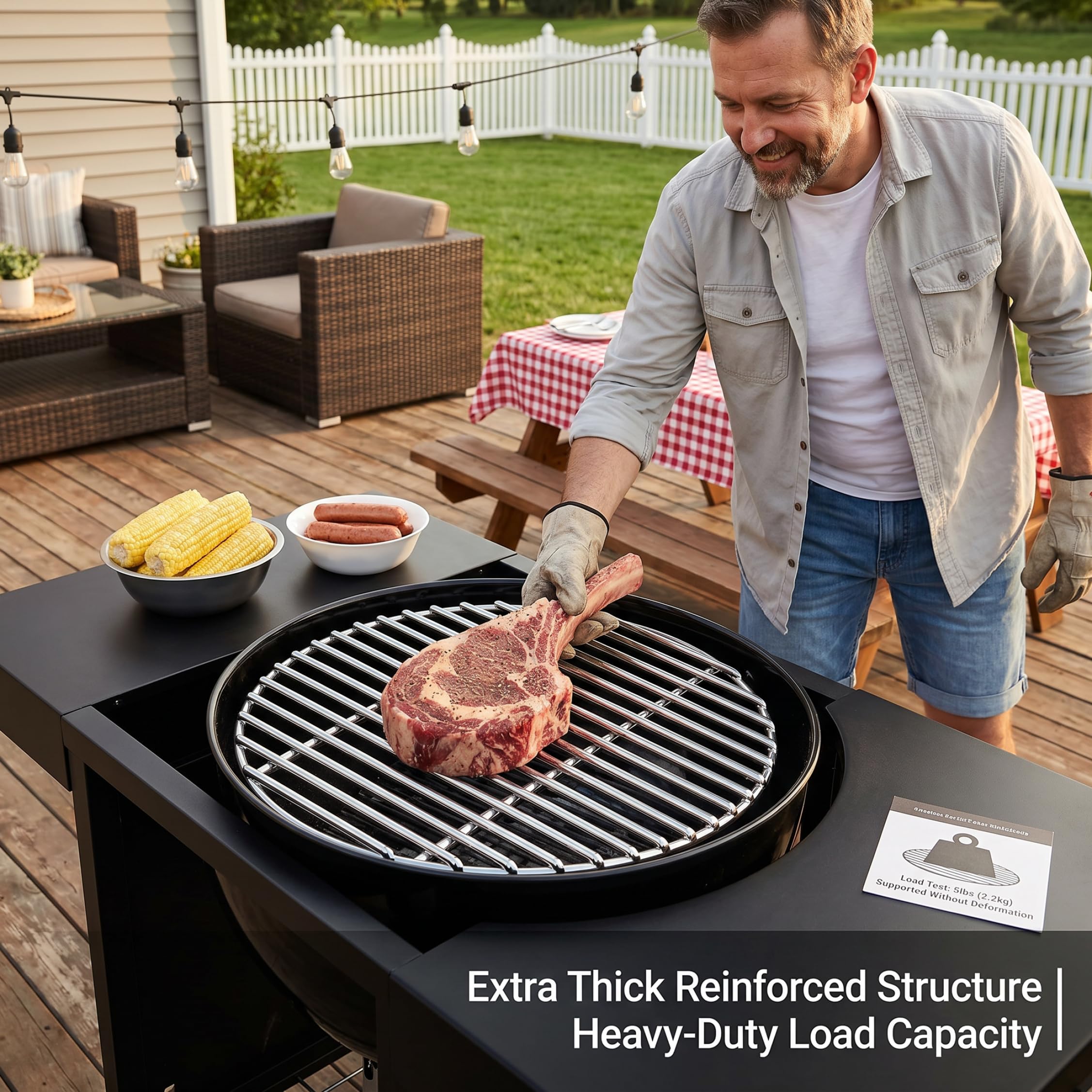 43 cm Sainless Seel Grill Grae, zamiennik grilla klasy spożywczej, idealny do gotowania wewnątrz i na zewnątrz, idealny na kemping i grillowanie