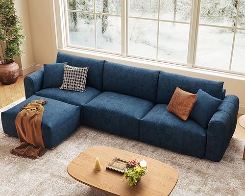 Miniatura 19 de LINSY HOME - Sofá seccional modular de gran tamaño, sofá en forma de L de 128" de ultra suave nube con asientos grandes y otomana removible, sofá