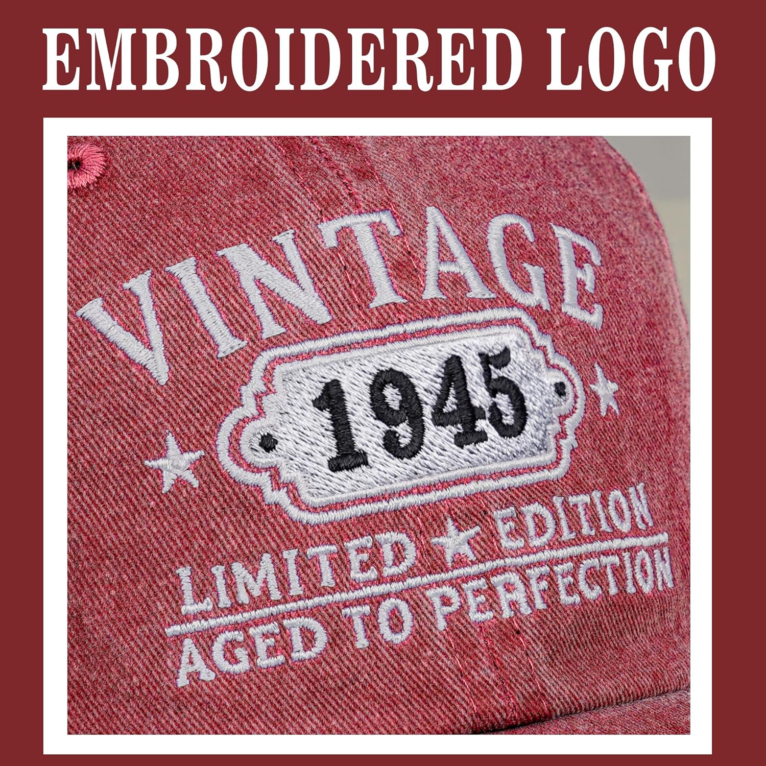 80th Birthday Gifts for Women Man Mom Vintage 1945 Hat Embroidered Baseball Cap - Image 2