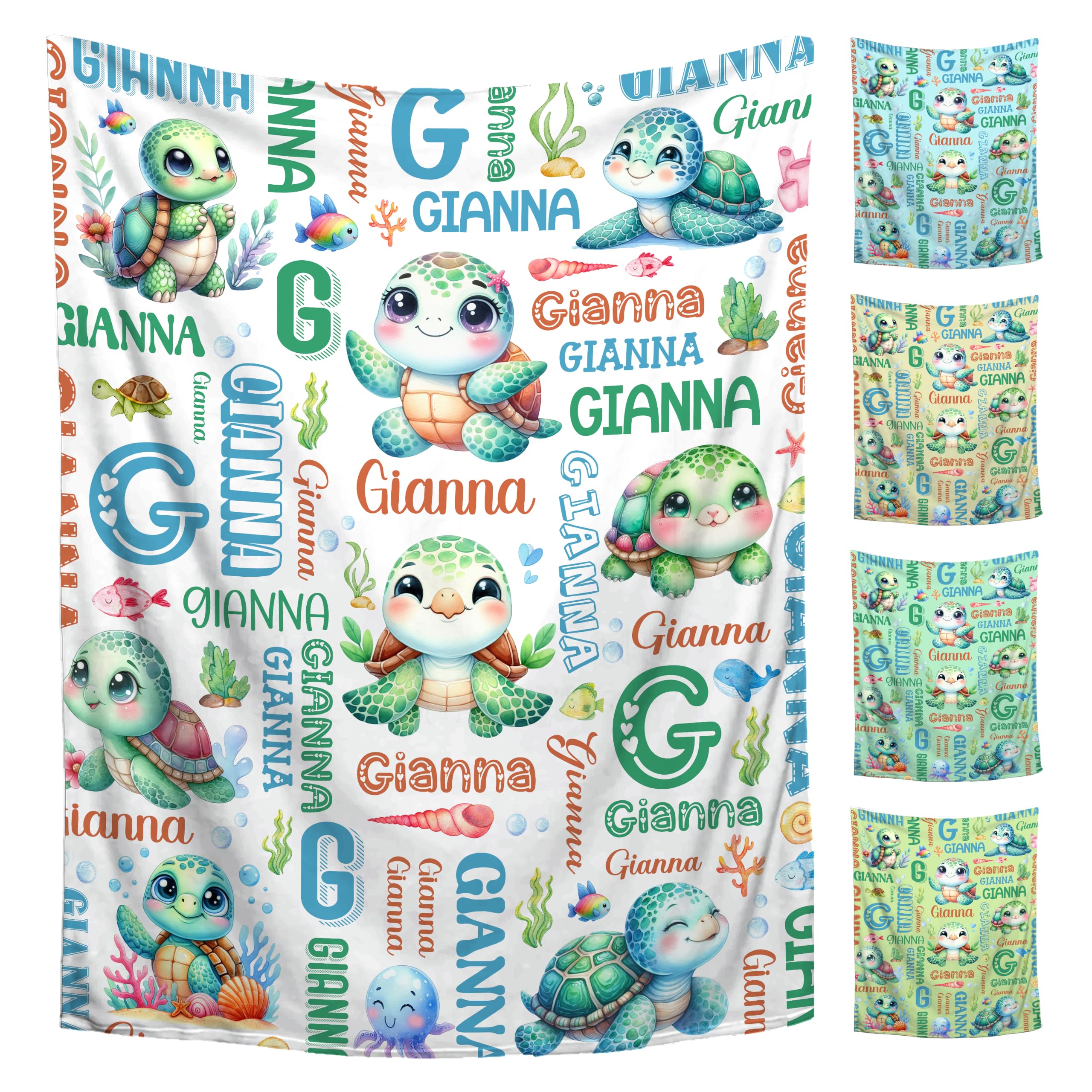 Custom Turtle Blanket for Boys Girls,Ultra Soft Personalized Gifts Baby Blanket,Customized Throw for Toddlers Newborn Stroller Crib,50"x60"