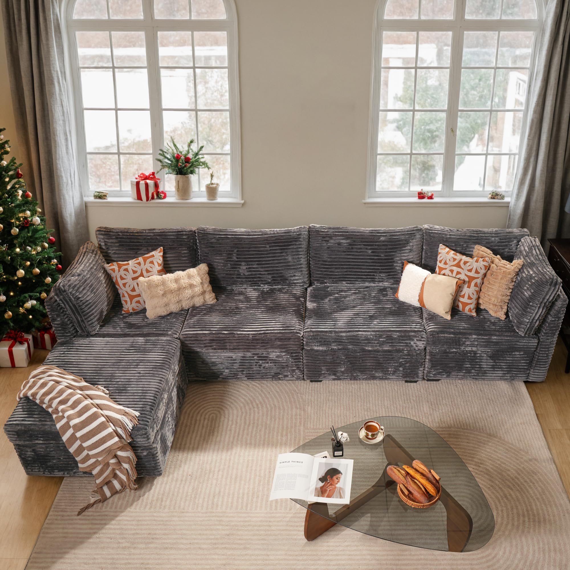 ALTRIGUS Oversized Modular Sectional Couch, Cloud Couches for Living Room,Deep Seat Upholstered Convertible Sleeper Sofa, L Shaped Couch with