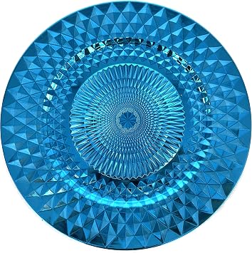 Allgala Charger Plates, 13-Inch 6-Pack Heavy Duty Plastic Diamond Pattern Sparkling Wedding Charger Plates-Turquoise-HD80406