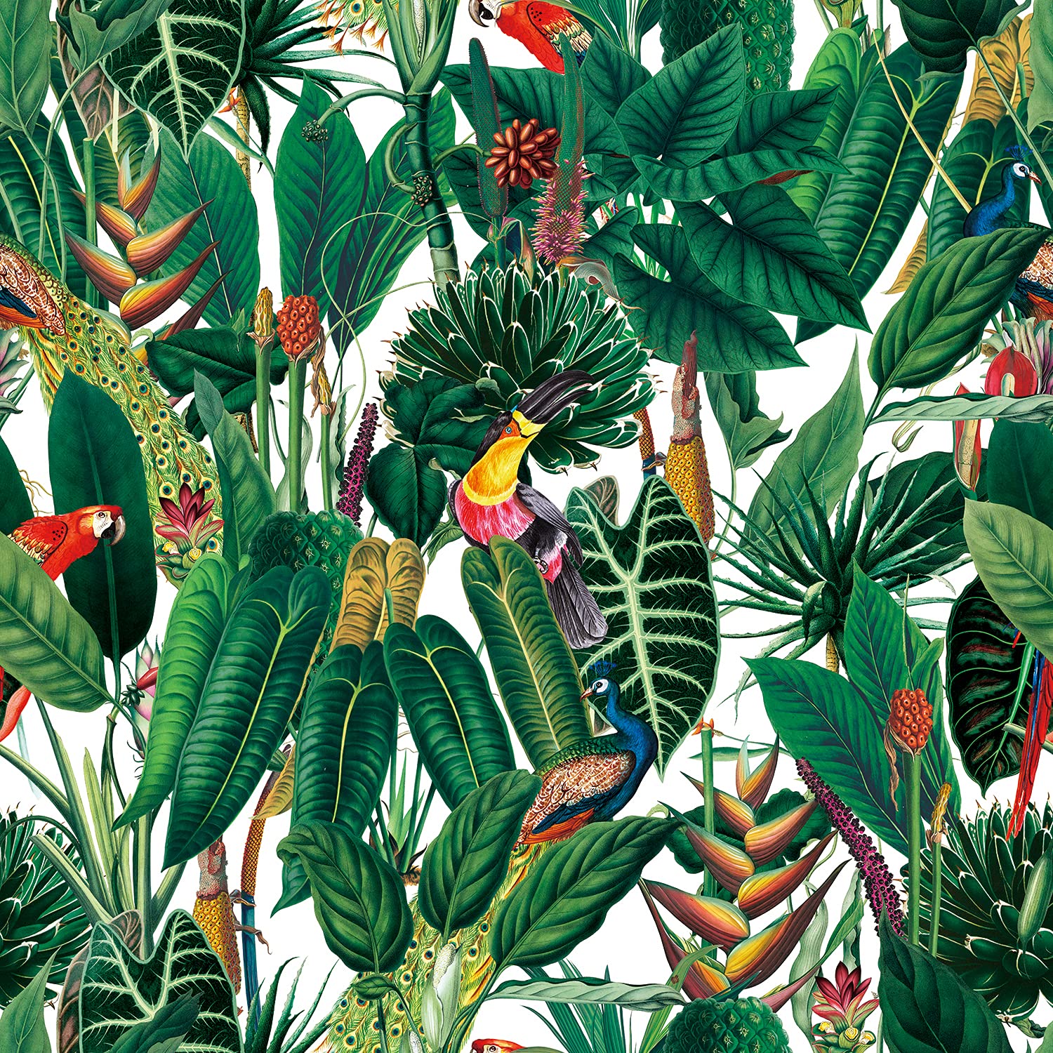 Discount Fabrics Ltd Rainforest - Cvl019 - Natural Velvet Upholstery Fabric Curtain Plush Tropical Botanical Paradise Rainforest (, Per Half Metre)