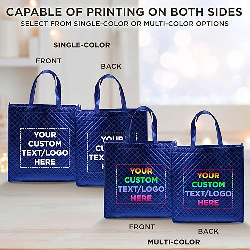 Miniatura 6 de DISCOUNT PROMOS Juego de 50 bolsas laminadas de lujo personalizadas, paquete a granel personalizado, reutilizable, ideal para compras, playa,