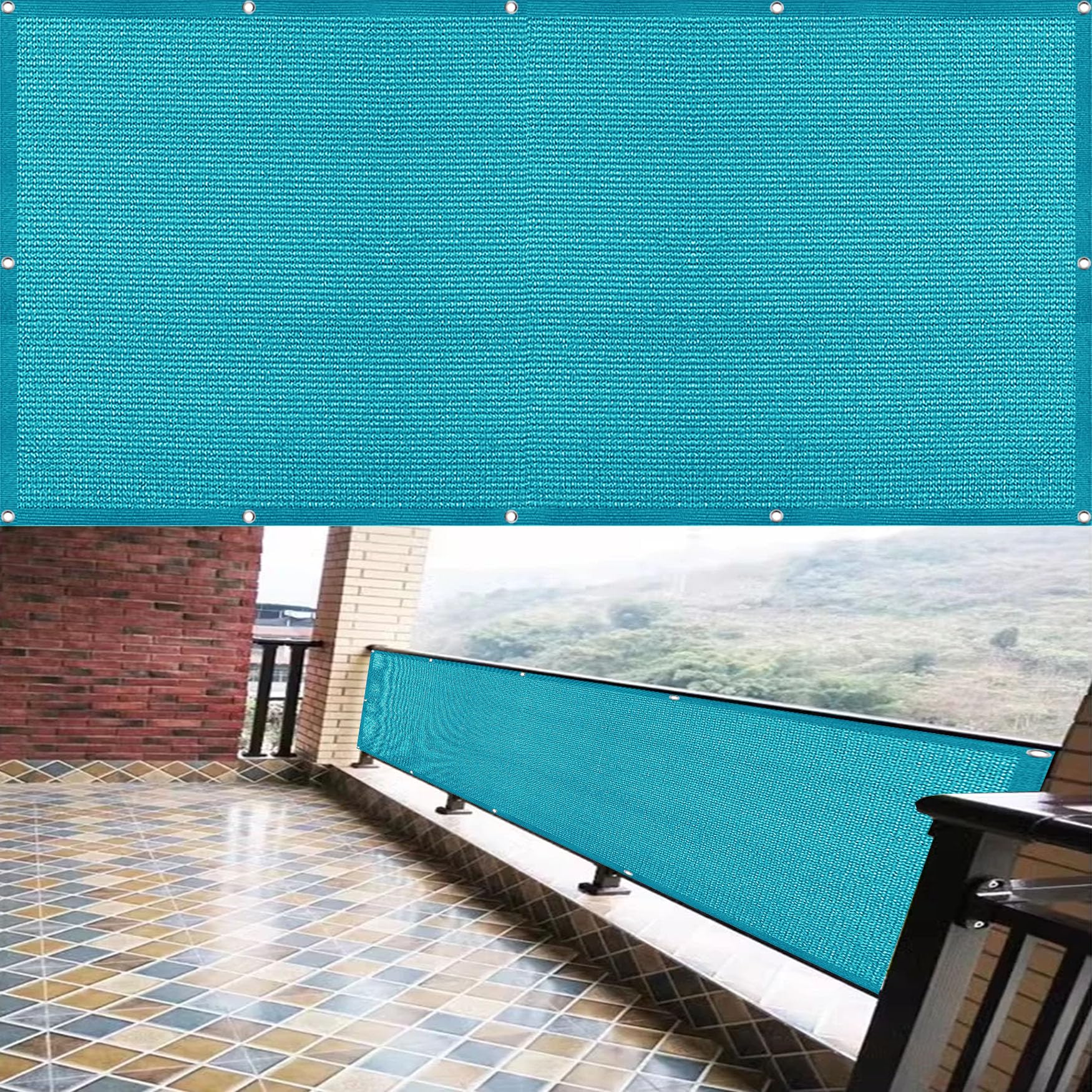Brise vue balcon 105 x 230 cm bleu résistant aux déchirures et vent avec œillets