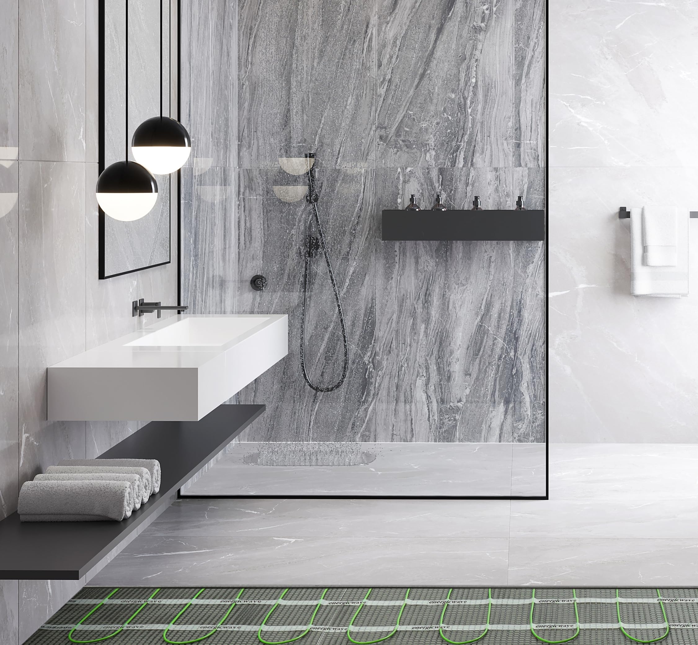Tapis de Chauffage Sol Électrique 3m² 150 W/m² - Kit Complet avec Thermostat Wi-Fi, Tapis Chauffant, Natte Chauffante pour Carrelage, Grès Cérame et Sols en Pierre