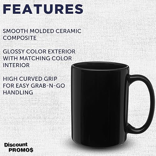 Miniatura 3 de DISCOUNT PROMOS Juego de 10 tazas de café grandes de cerámica de 15 onzas, paquete a granel, perfectas para café, té, expreso, cacao caliente, otras